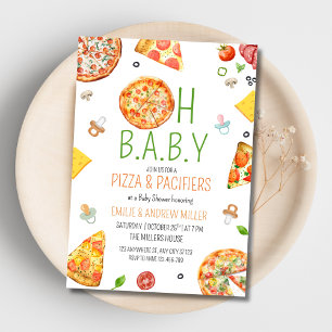 Pizza & Pacifiers Baby Shower, Pizza Baby Shower Invitation