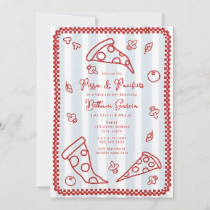 Pizza & Pacifiers Boy Baby Shower Blue Invitation