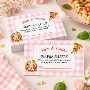 Pizza & Pacifiers Pink Gingham Baby Shower Diaper Enclosure Card
