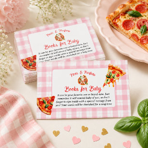 Pizza & Pacifiers Pink Gingham Books Baby Shower Enclosure Card