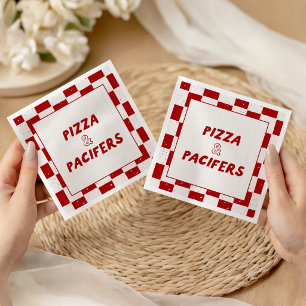 Pizza & Pacifiers Red Baby Shower Italian  Napkin