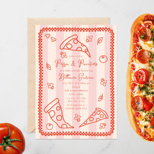 Pizza & Pacifiers Sketch Doodle Girl Baby Shower Invitation