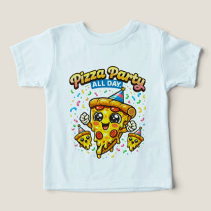 Pizza Party All Day – Cute Retro Cartoon Pizza T-S
