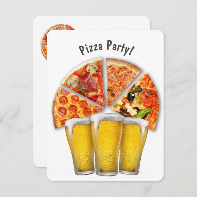 Pizza Party and Beer Invitation (Front/Back)
