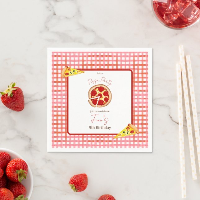Pizza Party Any Age Birthday Napkin (Insitu)