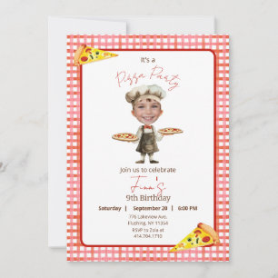Pizza Party Any Age Birthday Photo Invitation 