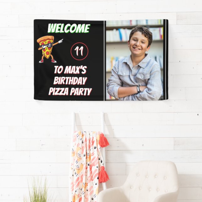 Pizza Party Birthday Fun Pizza Slice Kids Photo Banner (Insitu)