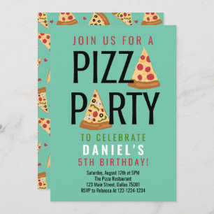 Pizza Party Birthday Invitation
