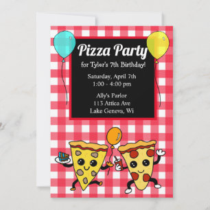 Pizza Party Birthday  Invitation