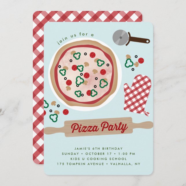 Pizza Party Birthday Invitation (Front/Back)