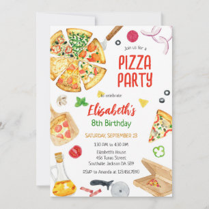 Pizza Party Birthday Invitation