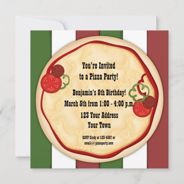Pizza Party Birthday Invitation (Front)