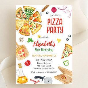 Pizza Party Birthday Invitation