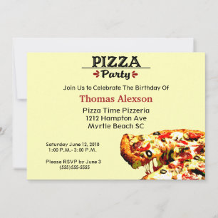 Pizza Party Birthday Invitation