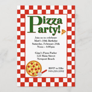 Pizza Party Birthday Invitation