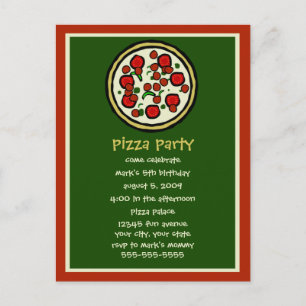 Pizza Party Birthday Invitation Postcard