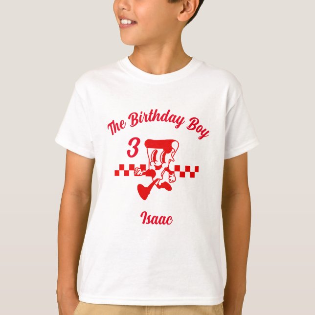 Pizza Party Birthday Kids Tshirt (Front)