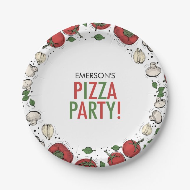 Pizza Party Birthday Paper Plate (Front)