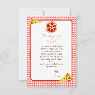 Pizza Party Birthday Thank You Card