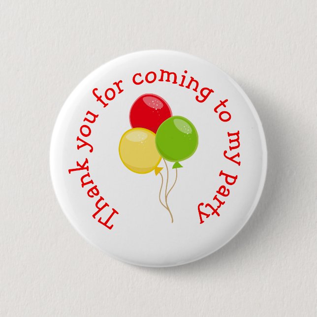 Pizza Party Birthday 'Thank you for coming' 6 Cm Round Badge (Front)