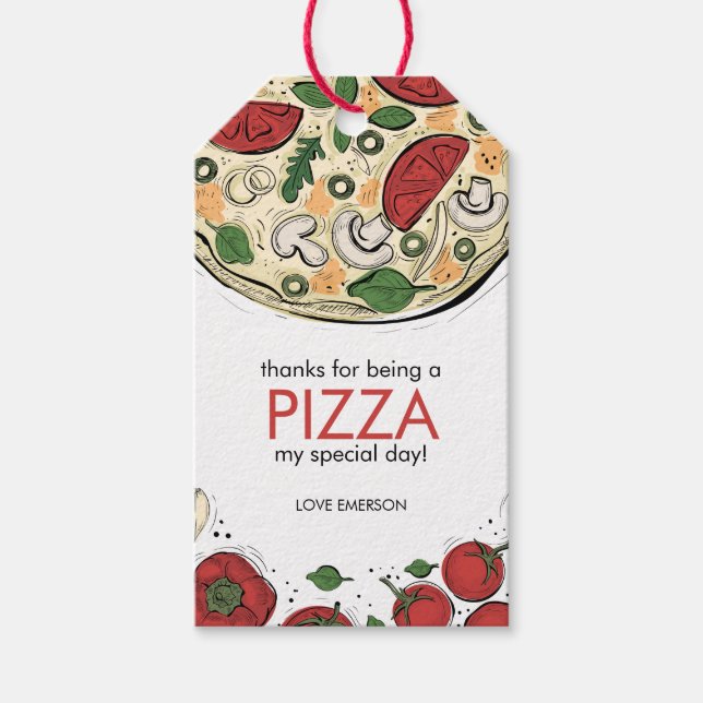 Pizza Party Birthday Thank You Gift Tag (Front)