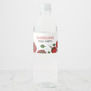 Pizza Party Birthday Water Bottle Label