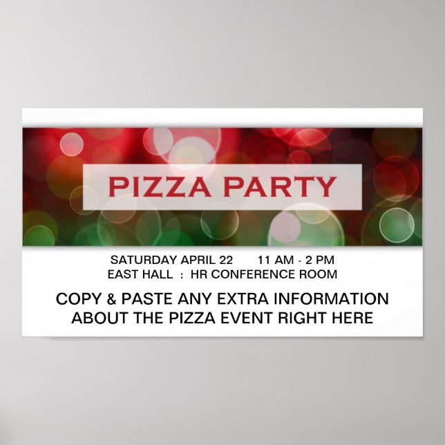 pizza party bokeh poster (Front)