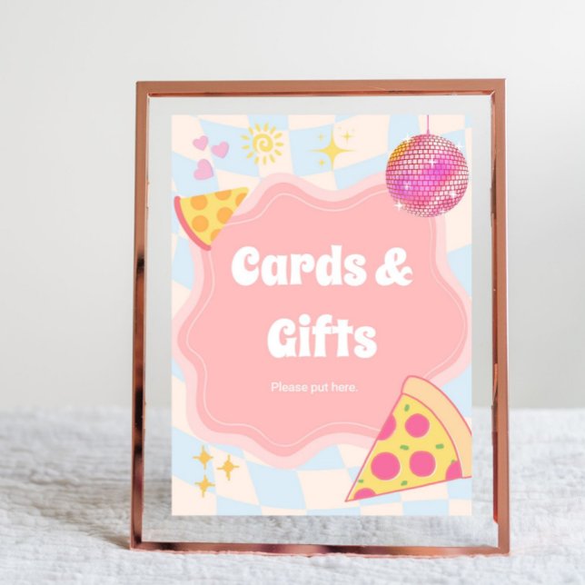 Pizza Party Cards and Gifts Sign (pizza party cards and gifts sign, pizza birthday sign, cards and gifts table sign, pizza party decor)