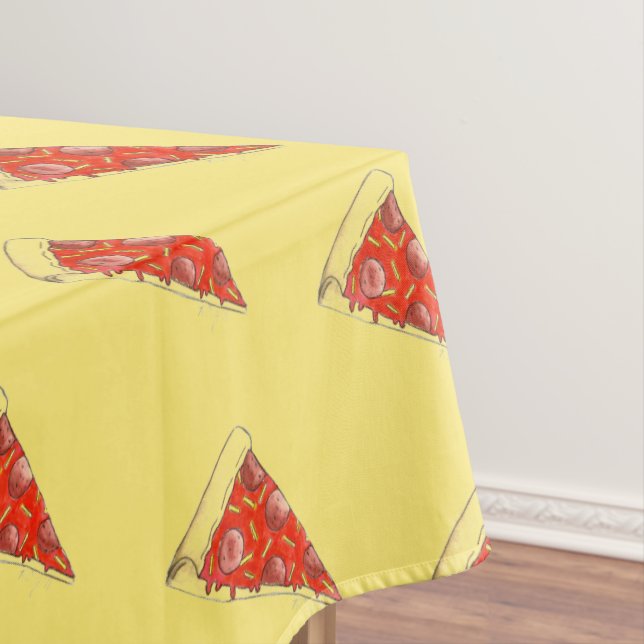 Pizza Party Cheese Pepperoni Pie Slice Pizzeria Tablecloth (In Situ)