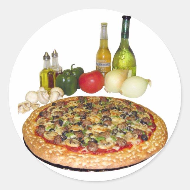 Pizza Party Classic Round Sticker (Front)
