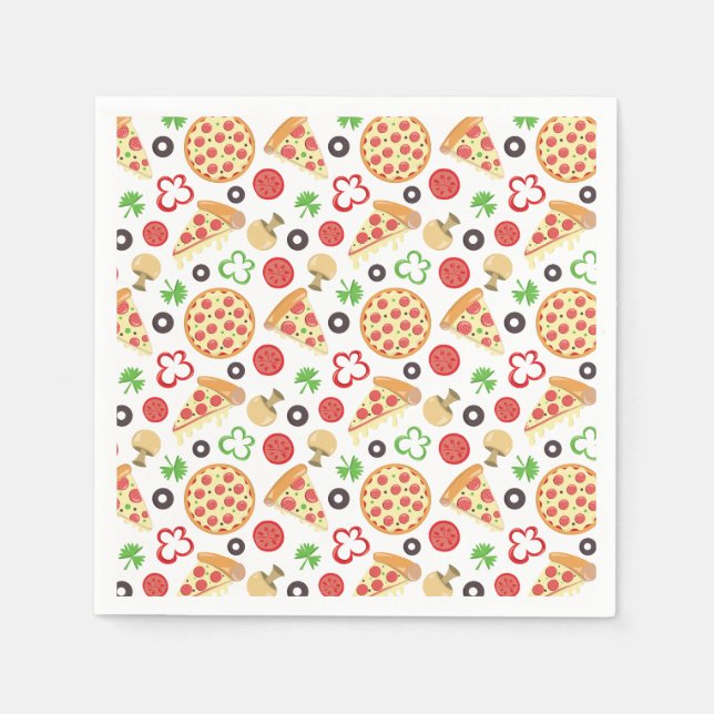 Pizza Party Cute Pizza Pattern Kids Birthday Party Napkin (Front)