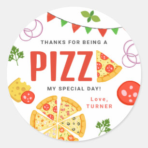 Pizza Party Favour Tags Round