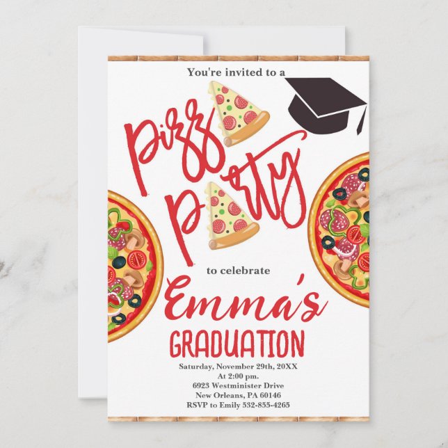 Pizza Party Graduation  Invitation (Front)