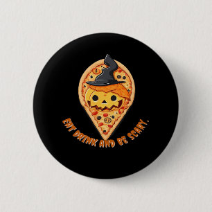 Pizza Party Halloween Pumpkin Witch Hat Essential 6 Cm Round Badge
