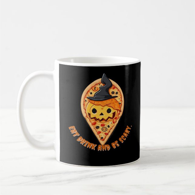 Pizza Party Halloween Pumpkin Witch Hat Essential Coffee Mug (Left)