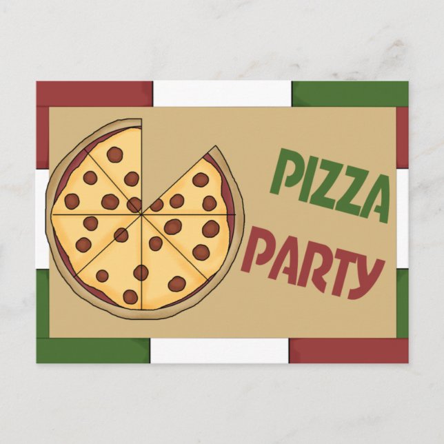 Pizza Party Invitation Postcard (Front)
