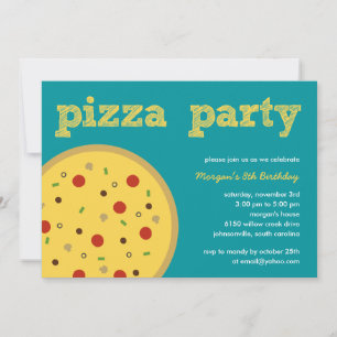 Pizza Party Invitation (Turquoise)