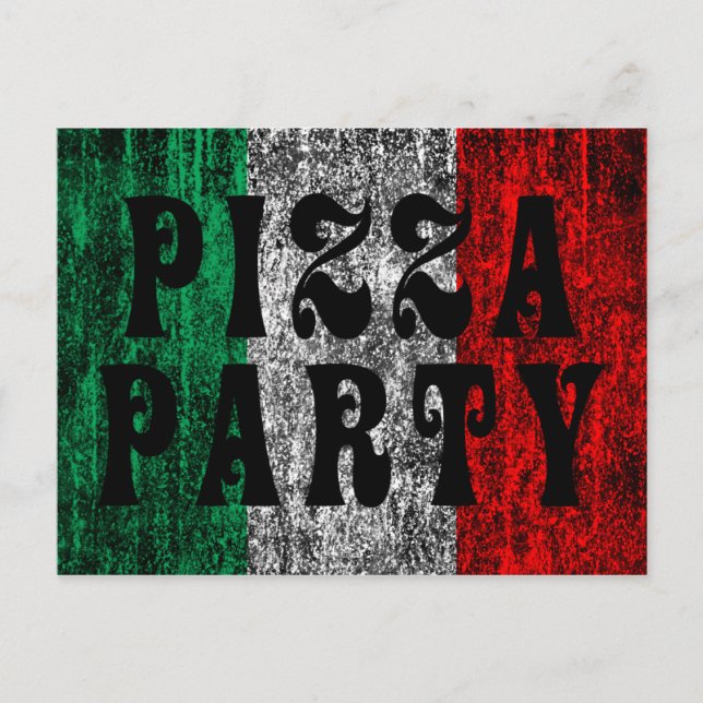 pizza party (italian flag) invitation postcard (Front)