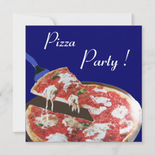 PIZZA PARTY, ITALIAN KITCHEN dinner, brunch,blue Invitation