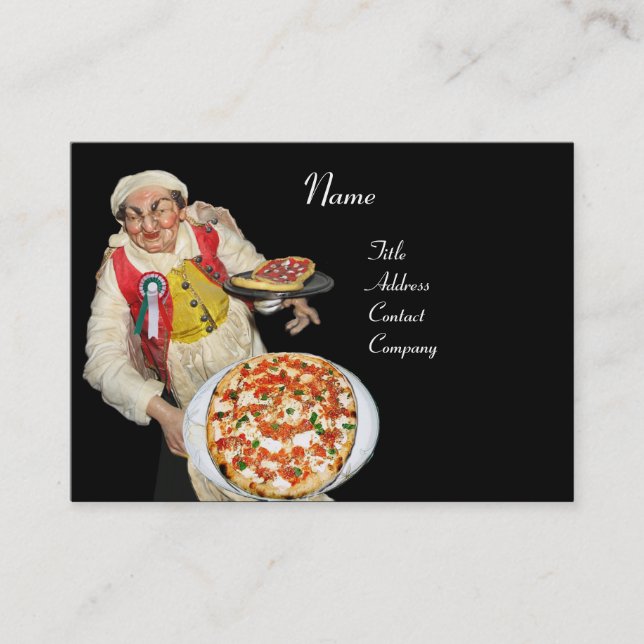 PIZZA PARTY  ITALIAN KITCHEN, PIZZERIA ,black red Business Card (Front)