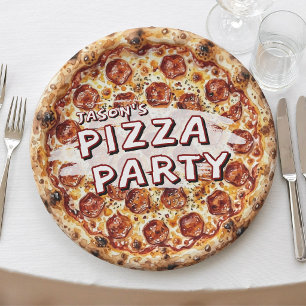 Pizza Party Kids Birthday Paper Plate
