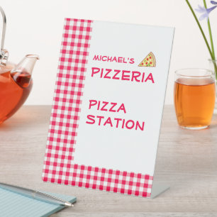 Pizza Party Kids Birthday Pedestal Sign