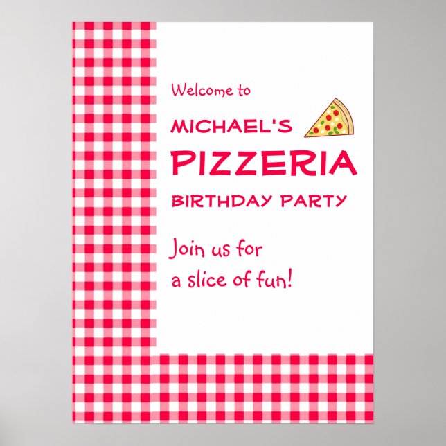 Pizza Party Kids Birthday Poster (Front)
