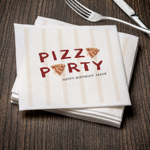 Pizza Party Kids Birthday Striped Napkin