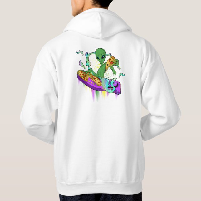 Pizza Party Music Dj Alien Hoodie (Back)