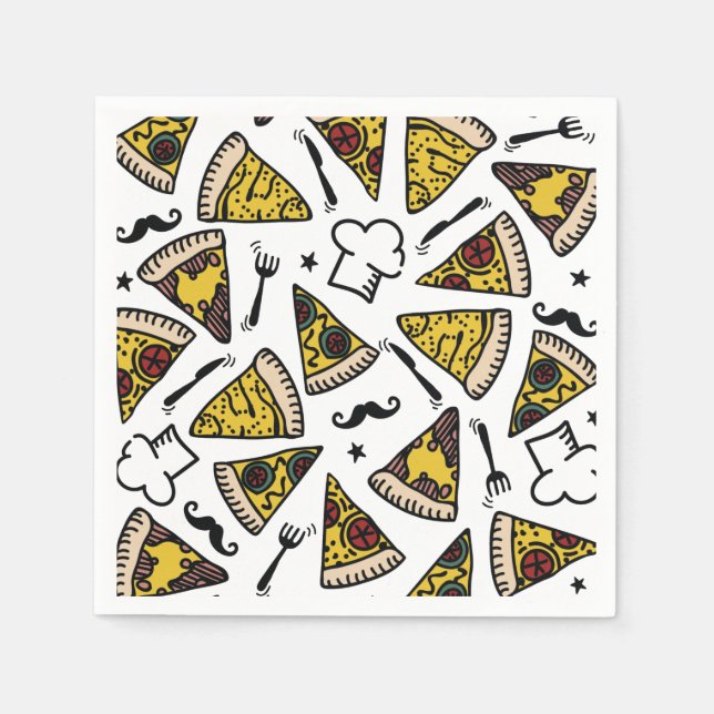 Pizza Party Pattern Plate Napkin (Front)