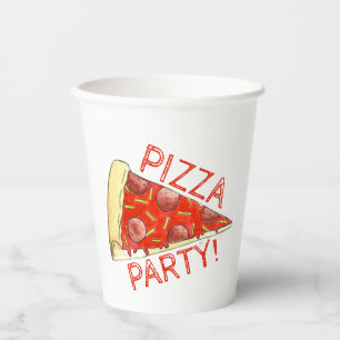 PIZZA PARTY! Pepperoni Cheese Pie Slice Pizzeria Paper Cups