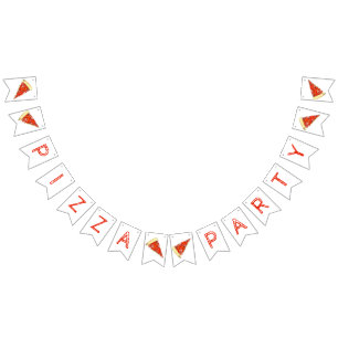PIZZA PARTY Pepperoni Pie Slice Pizzeria Birthday Bunting