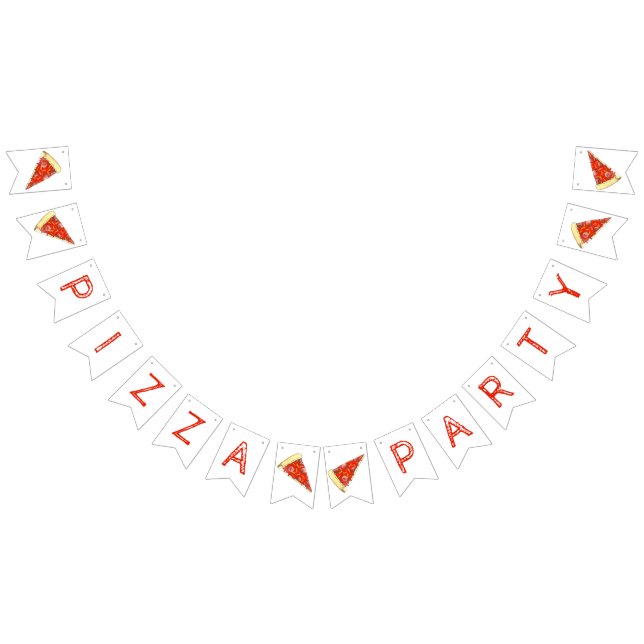 PIZZA PARTY Pepperoni Pie Slice Pizzeria Birthday Bunting (All)