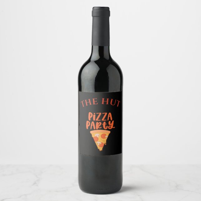 Pizza Party Personalised Wine Label (Front)